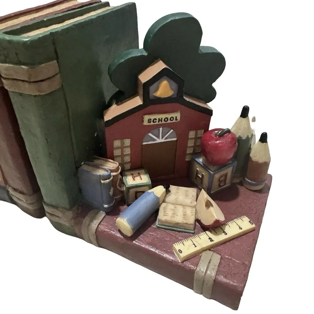 TEACHER‎ ABC SCHOOL HOUSE & BUS CHILDREN'S BOOK ENDS